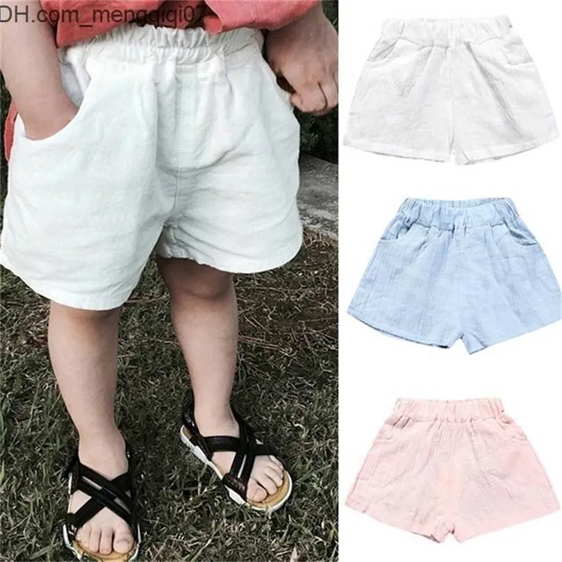 Shorts Bebê Meninos Shorts Verão Algodão Sólido PP Linho Shorts Para Meninas Harém Calças Infantil Crianças Curto Casual Roupas Infantis 17 anos 220610 Z230701