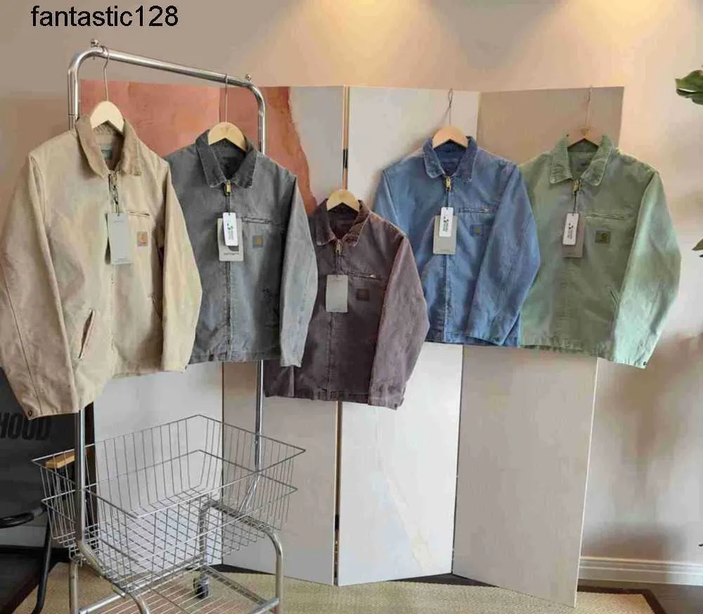 2023 Vestes pour hommes Vêtements de travail Marque de mode Carhart Toile Lavable Wax Dyed Detroit Veste Manteau American Style Workwear Label6546387435