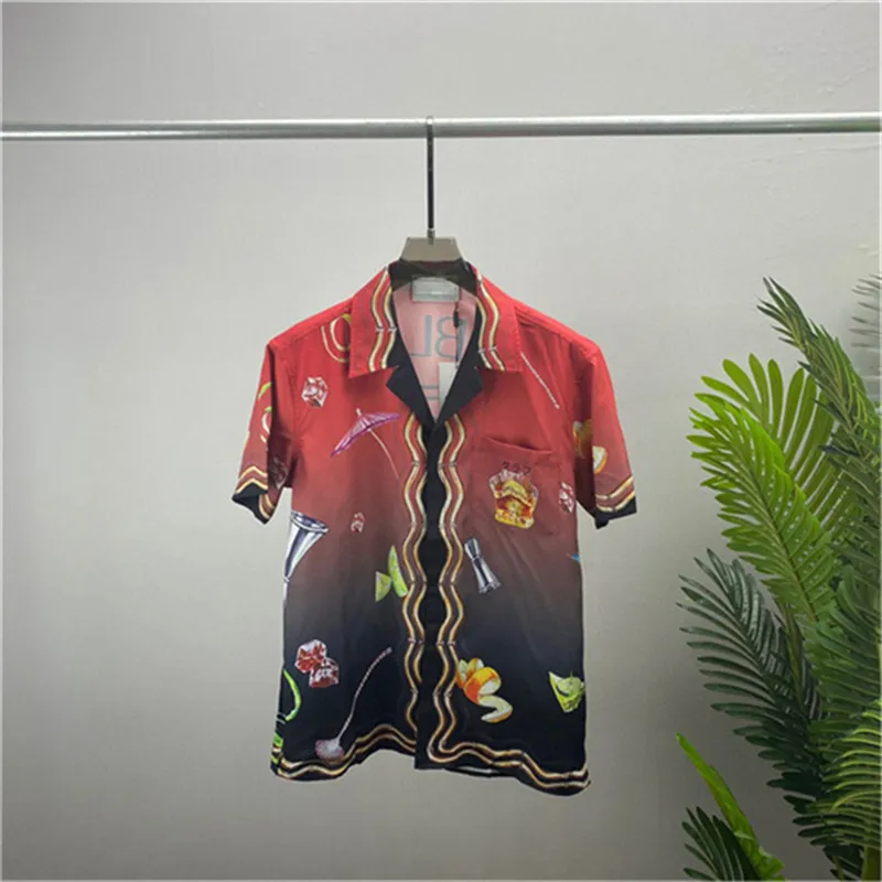 #6 Mens Designer Luxury Dress Shirts Silk Shirt lyxkläder Kort ärmbrev Clowers Print Casual Summer Collar Mix Colors Storlek M-3XL 30