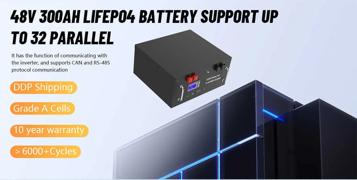 LiFePO4 48V 300Ah Battery Pack: Built In BMS, 200A Grade A Cells, 6000 ...