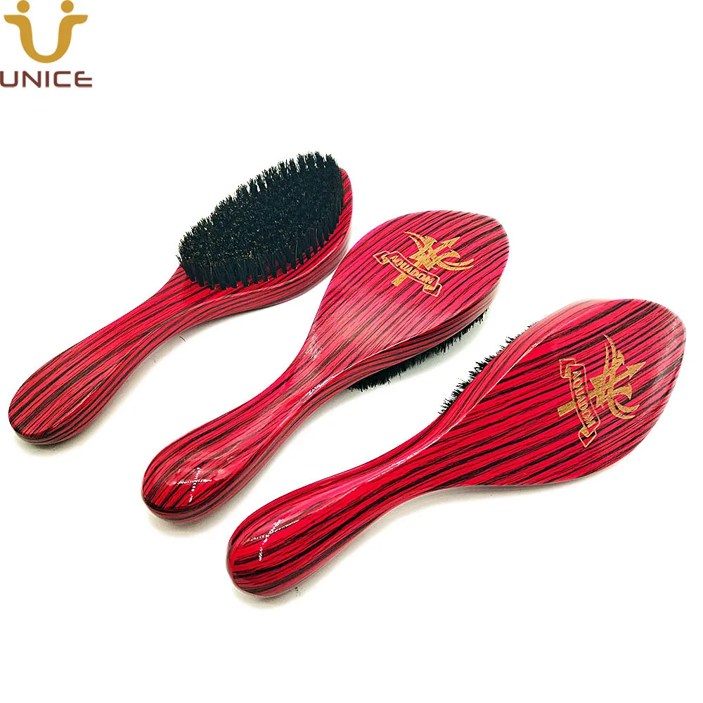 MOQ 20 PCS LOGO personnalisé Courbe 360 Waves Brush Medium Hard for Man Hair Peigne - Fabriqué avec des poils de sanglier renforcés