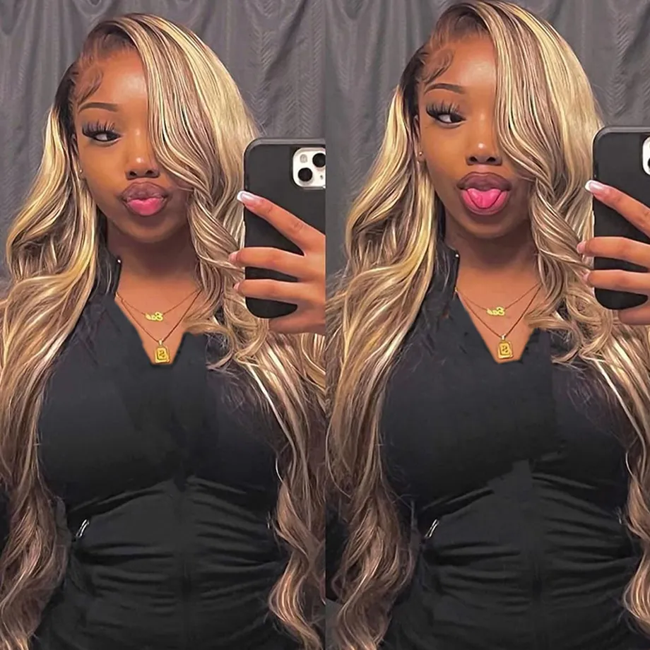 Lace Wigs Highlight Wig Human Hair Honey Blonde Body Wave Front 30 32 Inch Brazilian For Women 13x4 Hd Frontal 230630