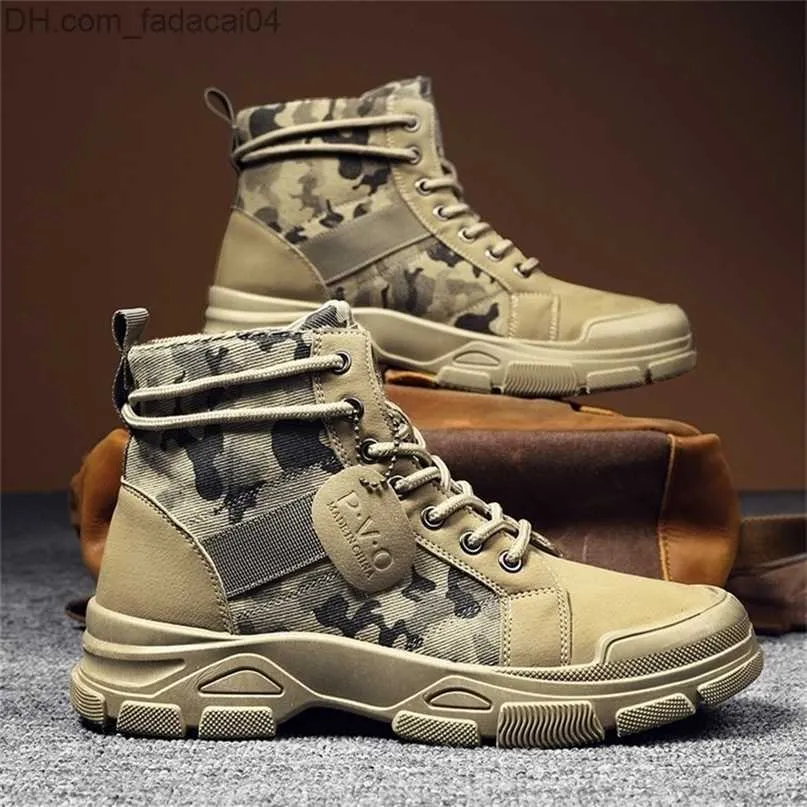 Güvenlik Ayakkabıları Güvenlik Ayakkabıları Sonbahar Askeri Botlar Erkekler için Kamuflaj Desert Hightop Sneakers Kaymaz Çalışma Buty Robocze Meskie 221110 Z230701