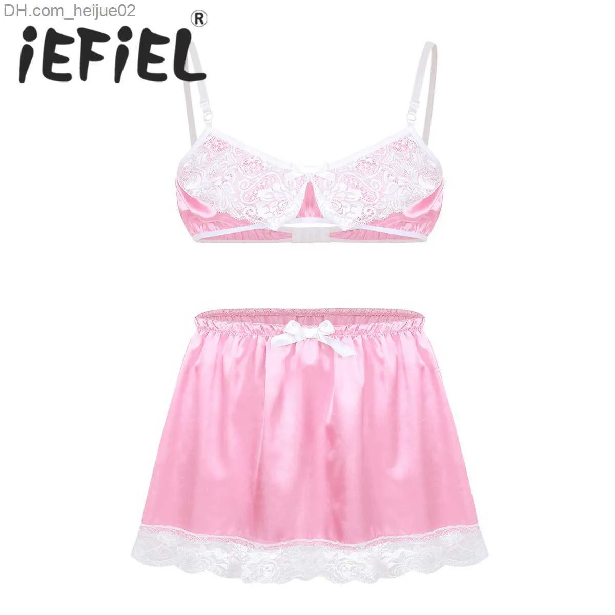 Mens Satin Lace Sissy Lingerie Set Adjustable Spaghetti Straps, Bra And  Knicker Sets Top, Elastic Waistband, Short Skirt Sexy And Seductive  LY191222 Z230701 From Heijue02, $3.97