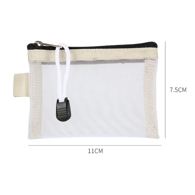 Blank Gauze Card Storage Bag Mini Transparent Grid Bank Card Zipper Bag ID Card Storage Bag Portable File Bag LX5668