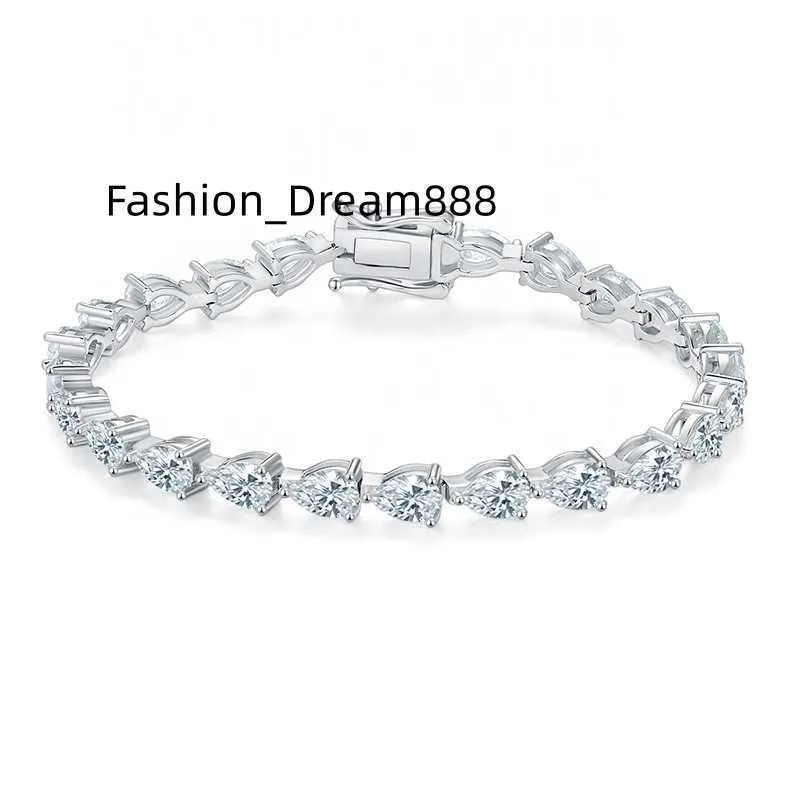 2023 New Fashion 925 Sterling Silver 0.5ct VVS Moissanie Tennis Bracelet Heart Square Square Shape Tennis Chain Bracelet