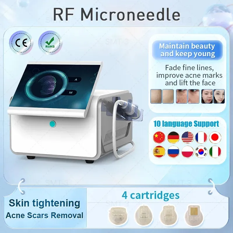 2024 Newest Fractional Micro Needle Rf Microneedling Acne Scar Stretch Removal Skin Tightening Face Lift Language Settings