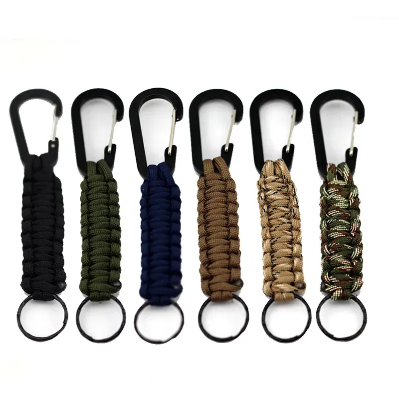 Paracord Keychains with Carabiner, Braided Lanyard Ring Hook Clip for Keys Knife Flashlight Outdoor Camping Hiking Backpack Fit Men Women