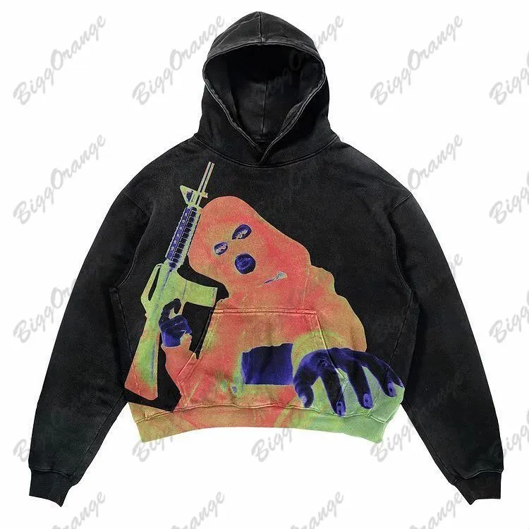 Kvinnors hoodies tröjor y2k vintage street wear skalle tryck design hoodie casual tröja par harajuku gothsuit popkläder 230701