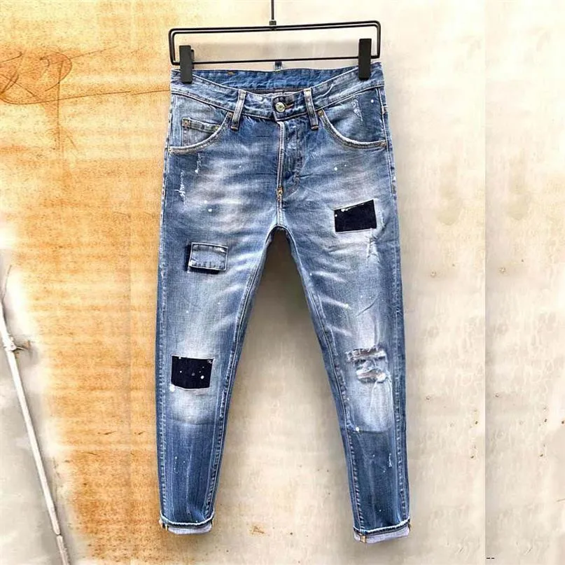メンズデニムジーンズファッションイタリアの男性Sジーンズ真のスリム洗浄ジッパー装飾アーバンカジュアルパンツ223a
