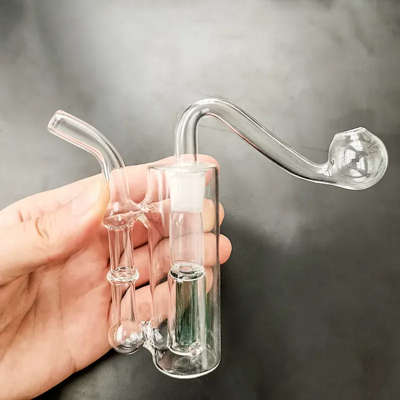 10 mm manliga fogglasrör oljebrännare bubbler vattenpipa rökrör tobakskål askfångare bong percolater vatten pipe lakegreen transparent mini söt shisha