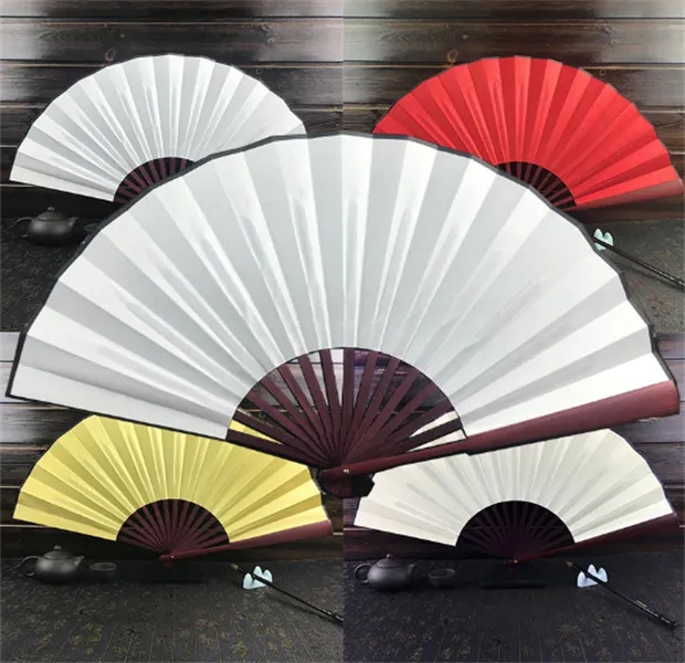 Large 27cm/33cm Folding Fan Black White Cloth Wooden Hand Fans DIY Craft Art Planting Ornaments Men's Outdoor Handfan JL1391