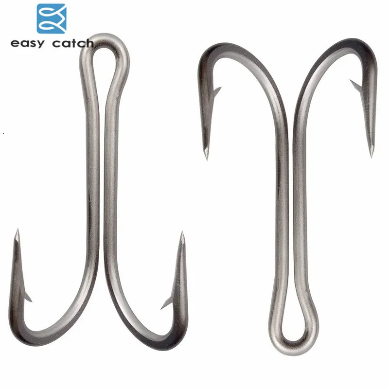 Fishing Hooks 20Pcs Stainless Steel Double Fishing Hooks Big Strong Sharp Double Fish Hook Size 4/0 5/0 6/0 7/0 8/0 9/0 230630