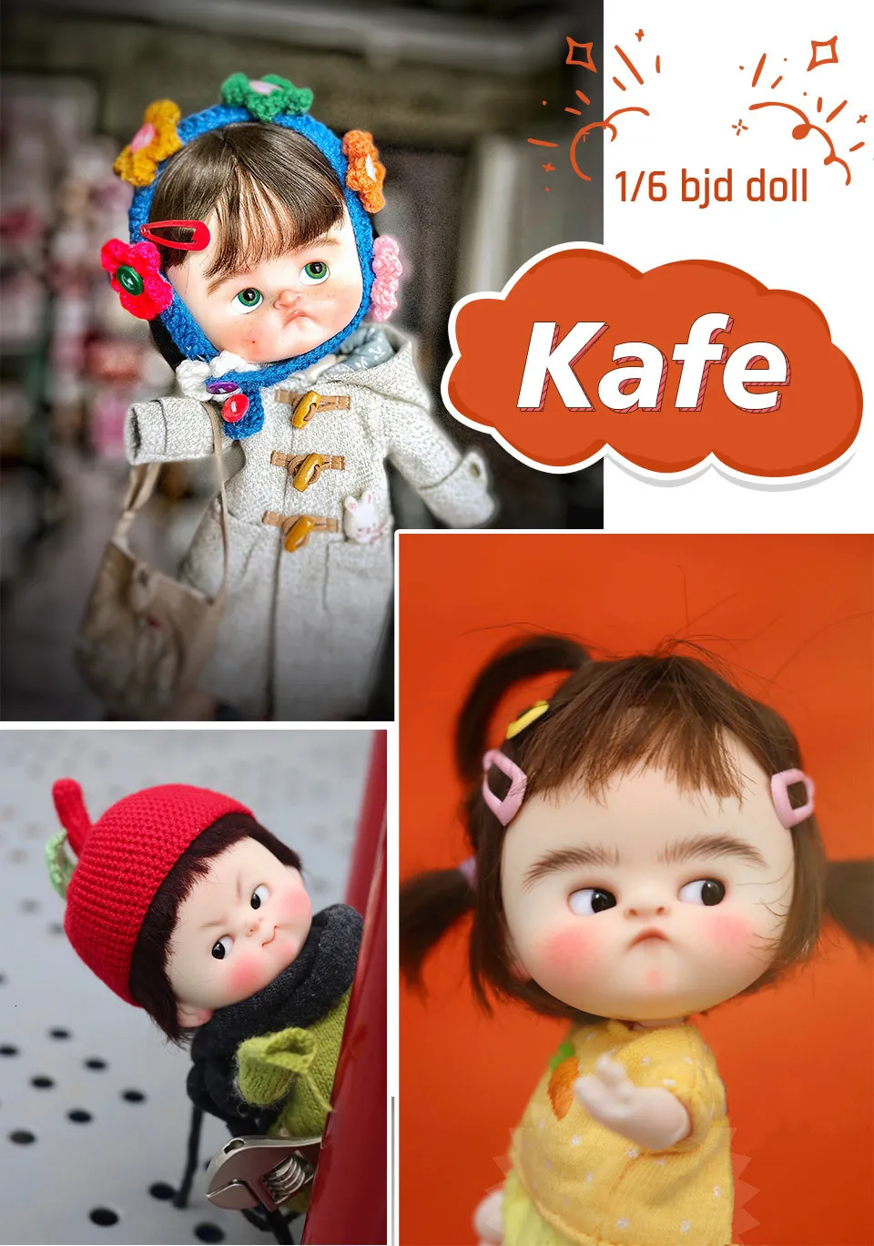 Handmade BJD Q Baby Doll With Big Head And Jointed Pet Resin Handmade BJD Q Baby Doll With Big Head And Jointed Pet Resin