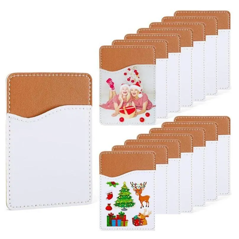 Sublimation Blanks Blank Phone Card Holder Pu Leather Mobile Wallet Adhesive Cell Phones Credit Cards Sleeves Stic Dhz1W