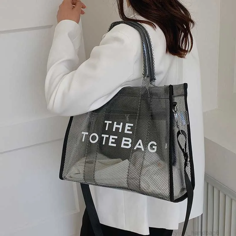 The Tote Bags For Women 2023 Summer New Luxury Designer Handbags Big Clear Beach Shopper Shopping Bag Large Totebag Square Purse