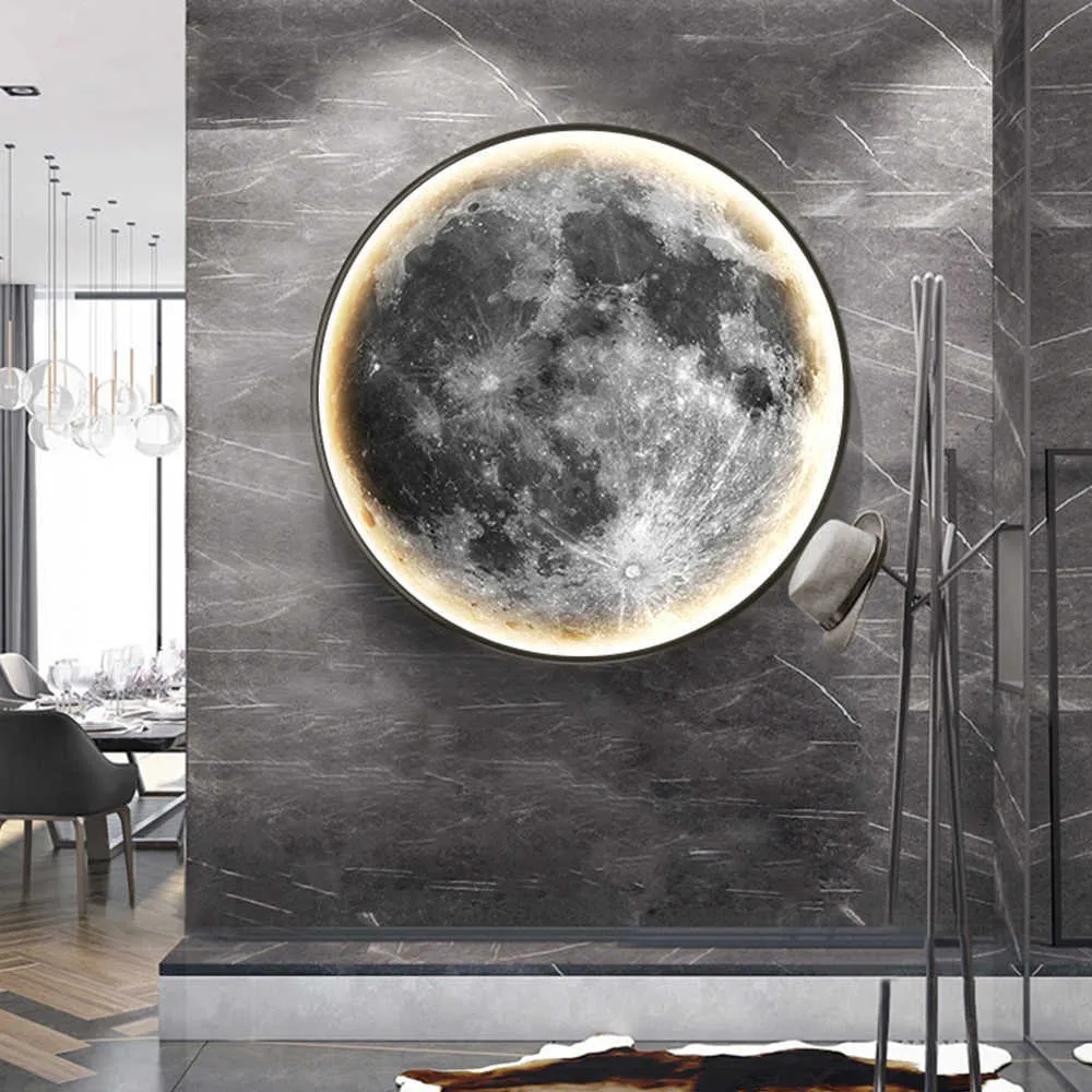 Lampy Iralan Moon 3D Mural Earth Wall Light Remote Control Sufit do salonu Realistyczne lampy LED Home Accessorieshkd330701