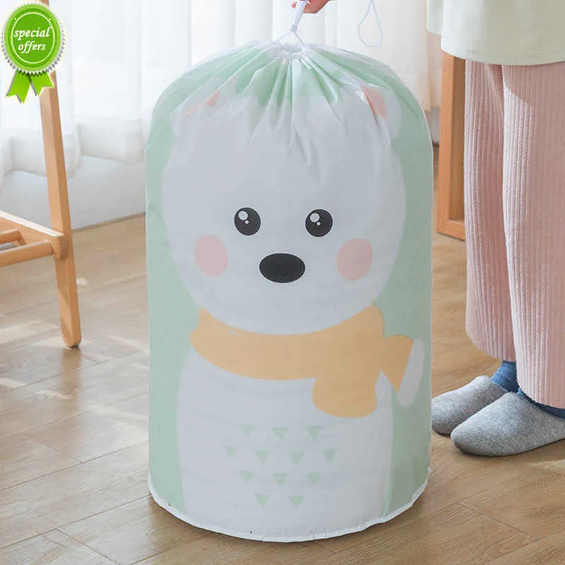 Novo Urso Dos Desenhos Animados Saco De Armazenamento Dobrável Transparente Organizadores De Armazenamento Cobertor De Bebê Cesta De Brinquedos Malas De Viagem Sacos De Colcha