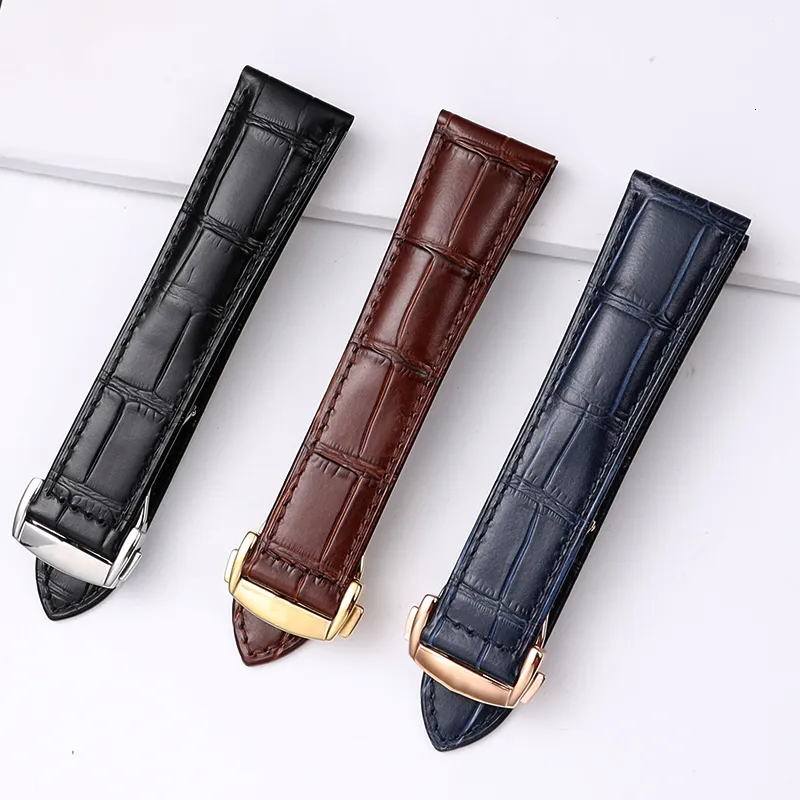 Watch Bands alfskin Genuine Bamboo Grain Leather Watch Band For Omega Strap Watch 300 DeVille Watchband Bracelet 230630