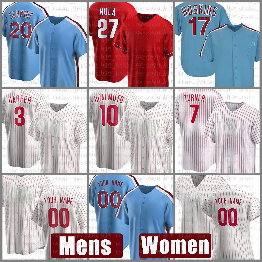 Trea Turner Maillot de Baseball Femme Bryce Custom 3 Harper Kyle Schwarber Nick Castellanos J.T. Realmuto Hoskins Matt Strahm Aaron Nola Alec Bohm