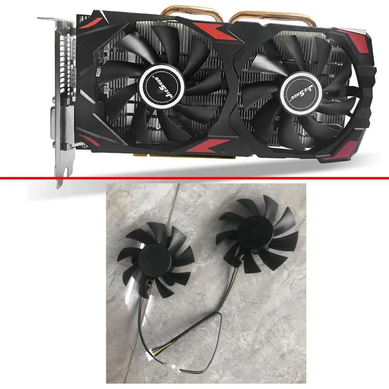 Fans 2pcs New Cooling Fan 4pin 83mm Rx580 8gb Gpu Fan for Jieshuo Rx580 Video Card Fans