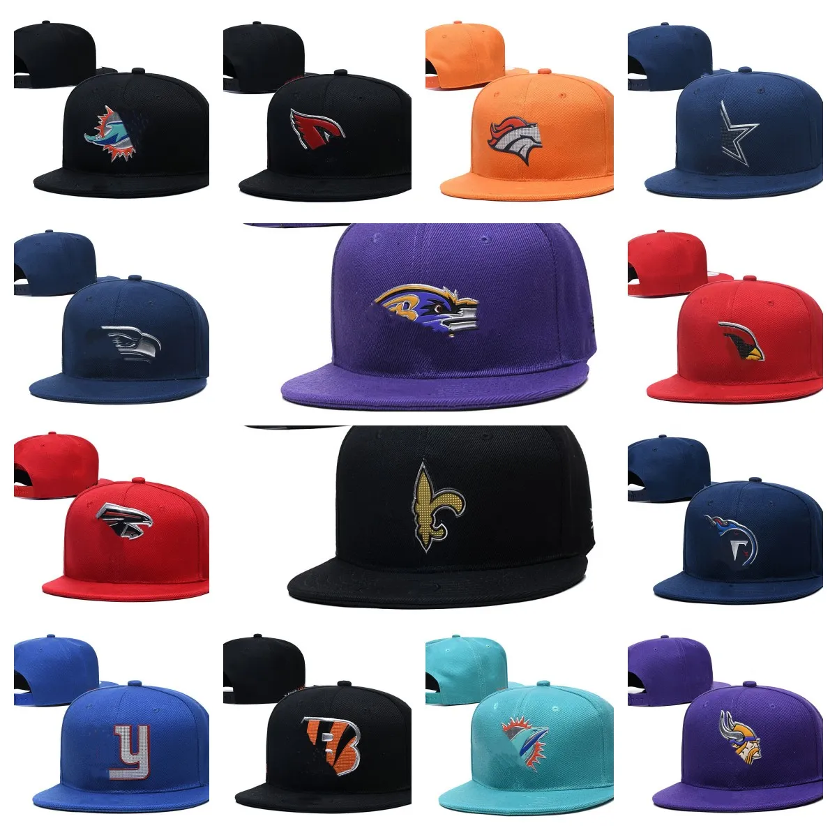 Günstige Baseball -Schnappbacks Verstellbare Hüte flacher Designer ausgestattet alle Tem Stickerei Baumwoll Basketball Football Mesh Hut geschlossen Outdoor Sport Cap geschlossen