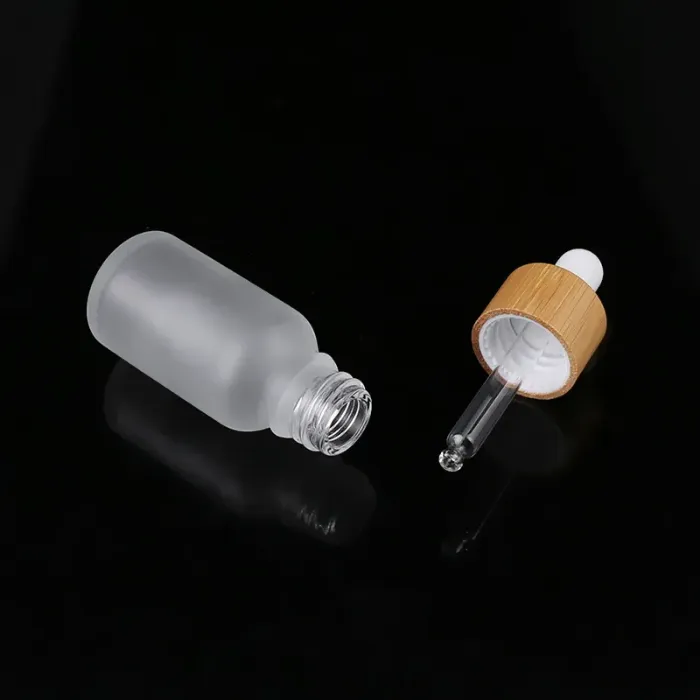 Bamboo Cap Frosted Glass Dropper Bottle Liquid Reagent Pipette Bottles Eye Dropper Aromatherapy Essential Oils Perfumes Bottles