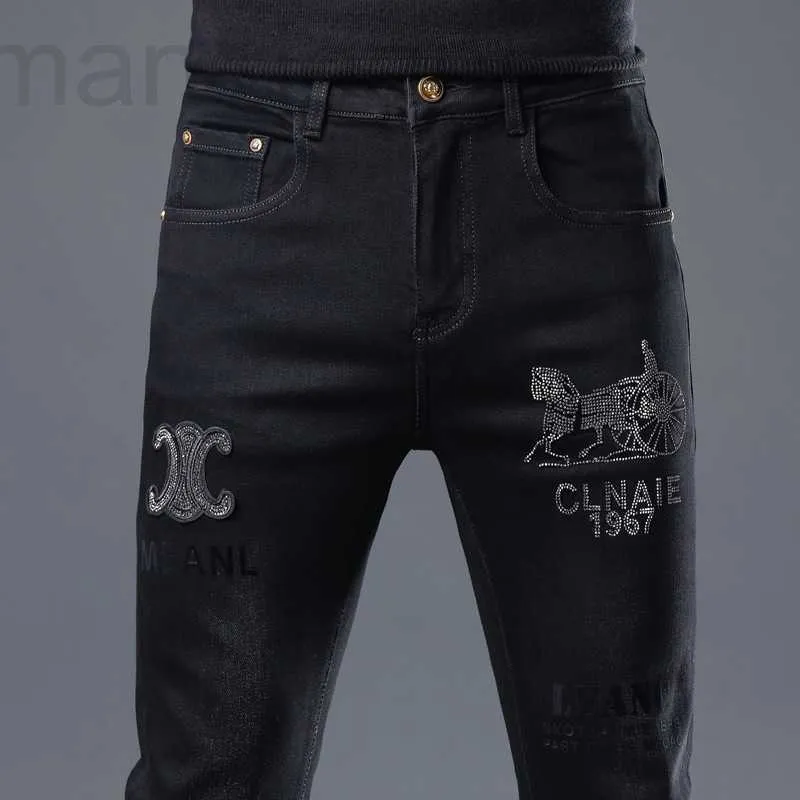 Jeans pour hommes Designer Haut de gamme Forage à chaud Jeans de mode hommes 2022 automne et hiver nouveau noir stretch tendance polyvalent petit pantalon de jambe B