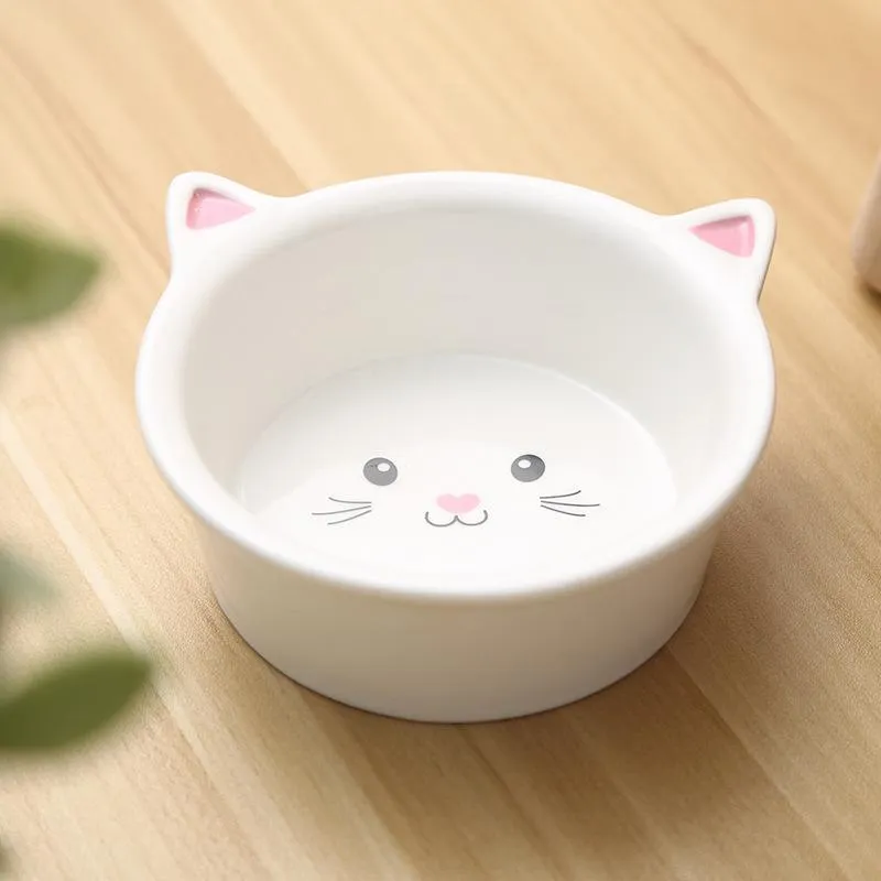 Burners Lovely Pet Feeder Bowl Cartoon Shape Highfoot Single Mouth Skidproof Ceramic Dog Cat Food Bowl Pet Products Drinking Bowl