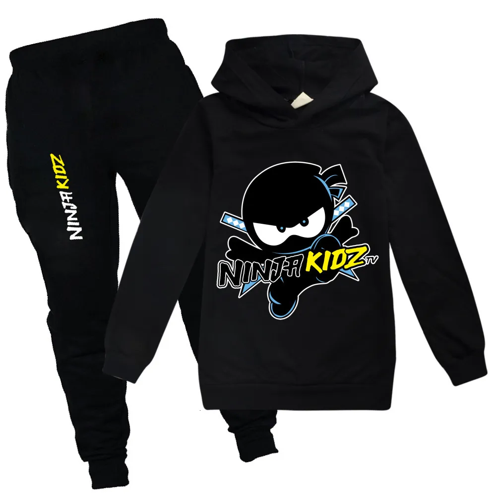 Kläder set ninja pojkar set vår höst mode hoodies tracksuit ninja kidz hooded tshirt kostym barn barn flicka tröja 230630