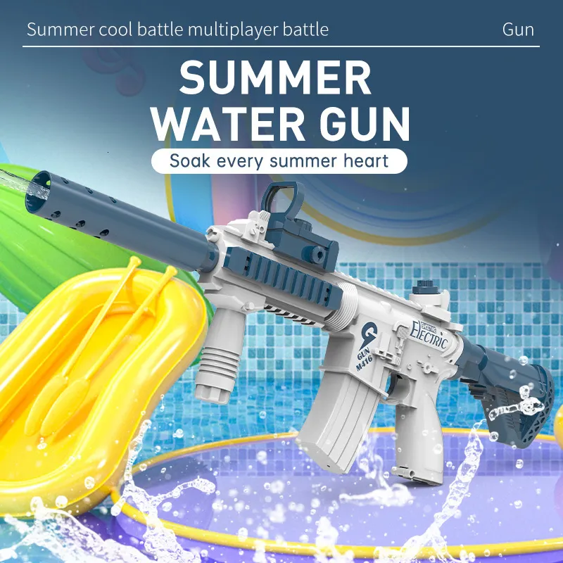 ألعاب بندقية قابلة للشحن التلقائي بالكامل M416 مدفع المياه الجهد العالي للأطفال في الهواء الطلق الشاطئ اللعب 230701