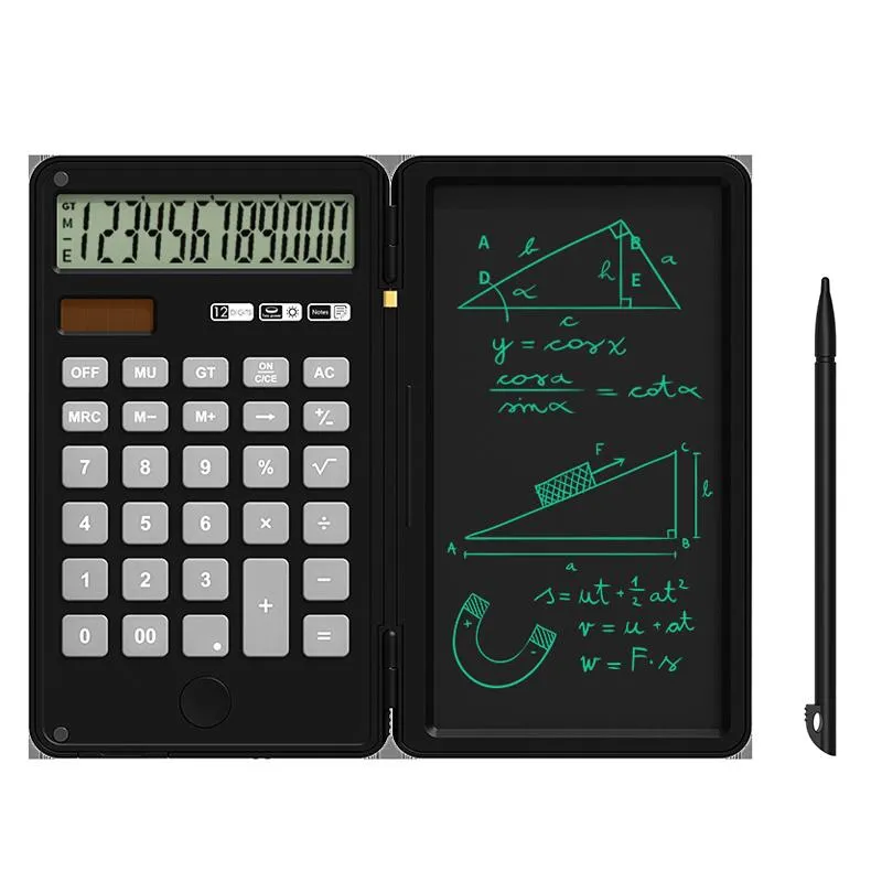 Rekenmachines elektronische memo -kussencalculator met rekenmachine 12 cijfers eenvoudige rekenmachine multifunctioneel 6,5 inch digitale memo -leren