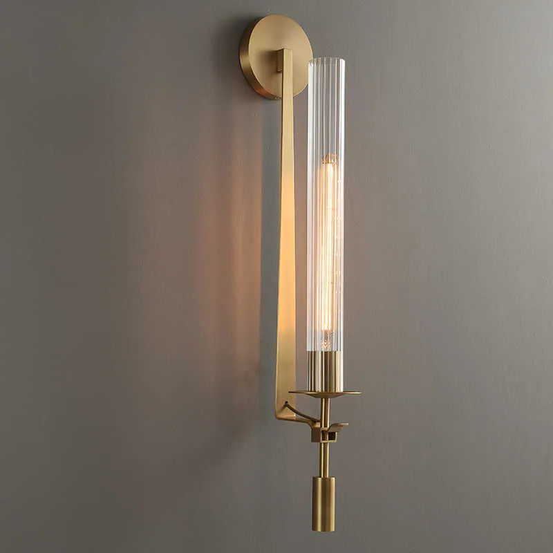 Lâmpadas Moderna Lâmpada de parede Vidro Dourado American Nordic Sconce Novo Retro Vintage Sala de Estar Quarto Varanda Corredor Varanda Decoração para Jantar LightHKD230701