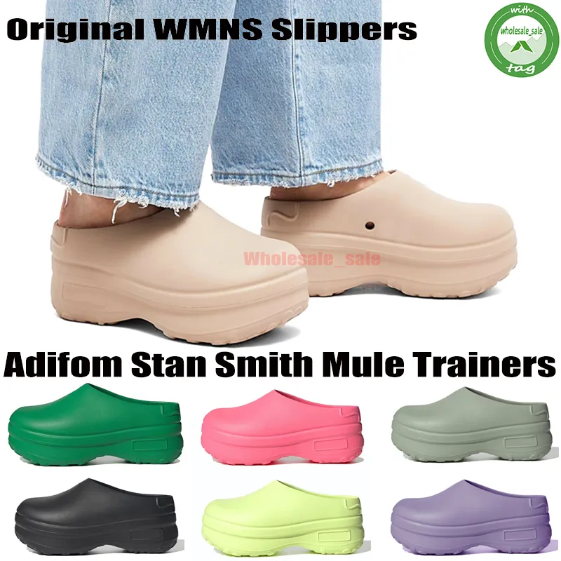 Designer Luxury Adiform Slippers Sandals Slides Women Stan Smith Mules Flat Core Black Lucid Lemon Lucid Pink Silver Green Woman Sandal Casual Shoes Trainers