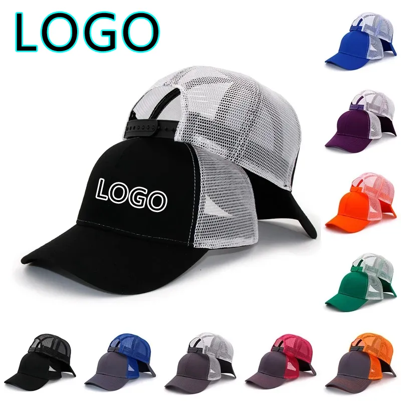 Ball Caps Custom Mesh Splicing Breathable Adjustable Baseball Cap Men Hip Hop Summer Shade Hat Outdoor Women Trucker Caps 230630