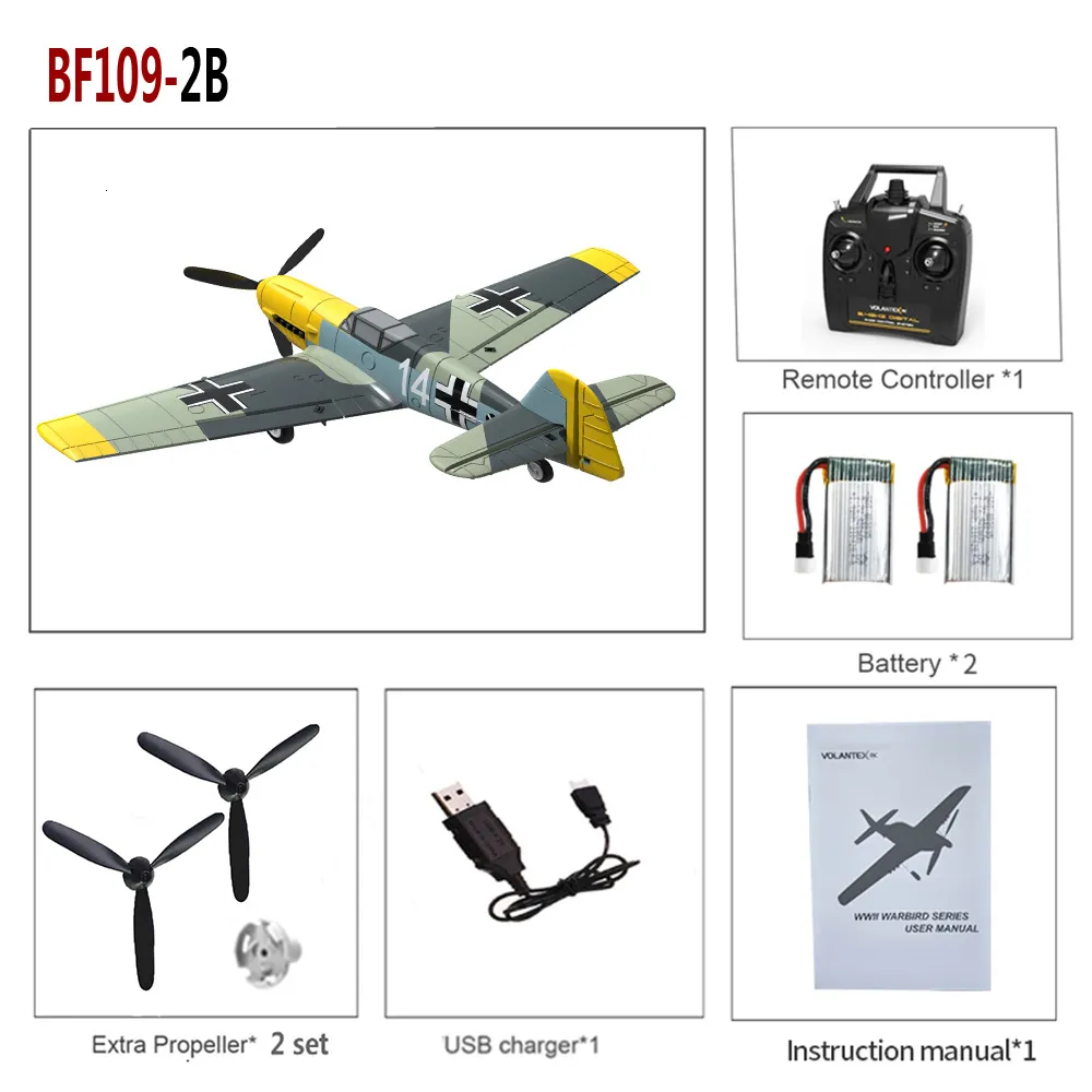 Avião de controle remoto, U-Turn Aerobatic RC Plane, Warbird Brinquedos  Presente, BF109, 2.4GHz, 4CH