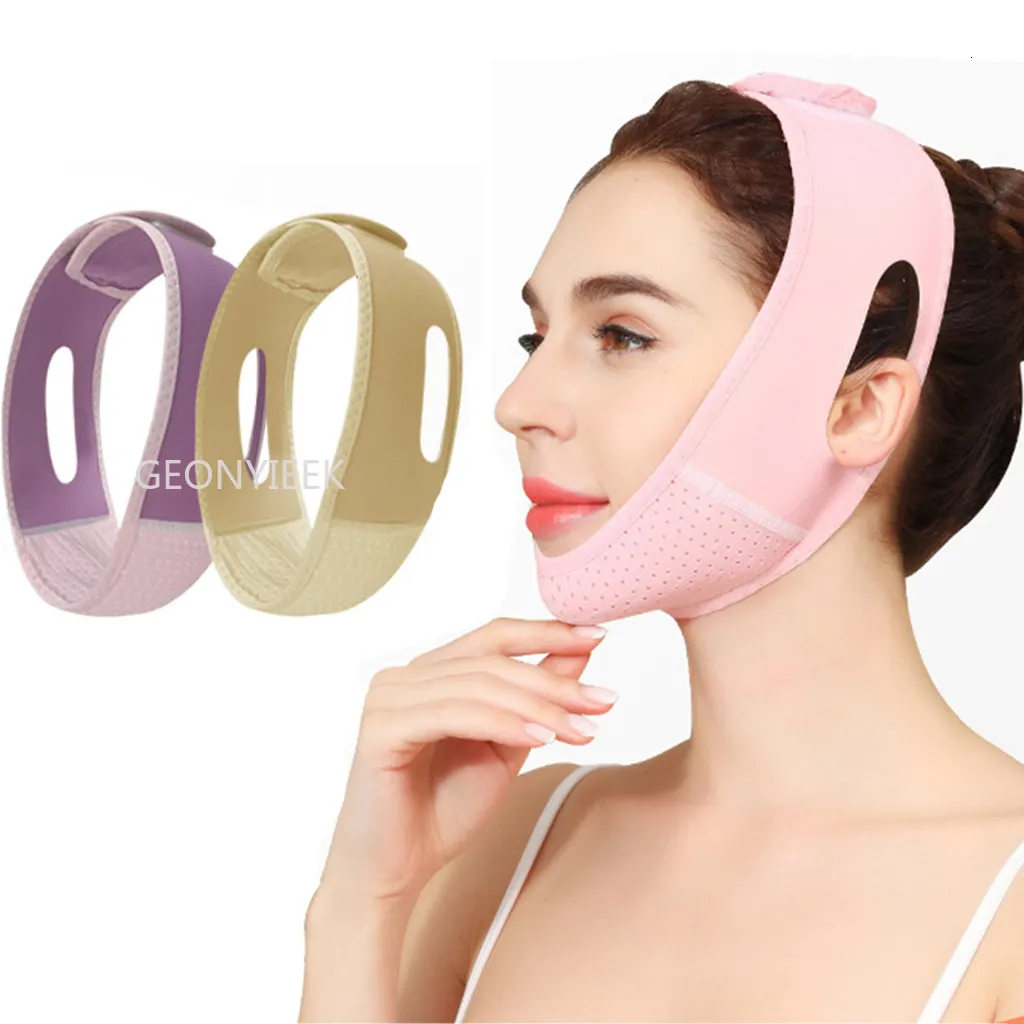 Appareils de soins du visage Sangle amincissante Réduire le double menton Lift V Autocollants Anti Bandage pour ceinture Mask lift Ovale 230701