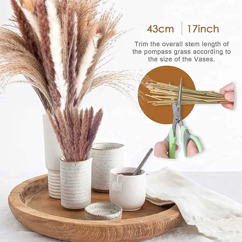 Dried Flowers 60pcs Dekoration Natural Grass Bouquet Reed Long-Lasting Home Decor Wedding Fiori Secchi