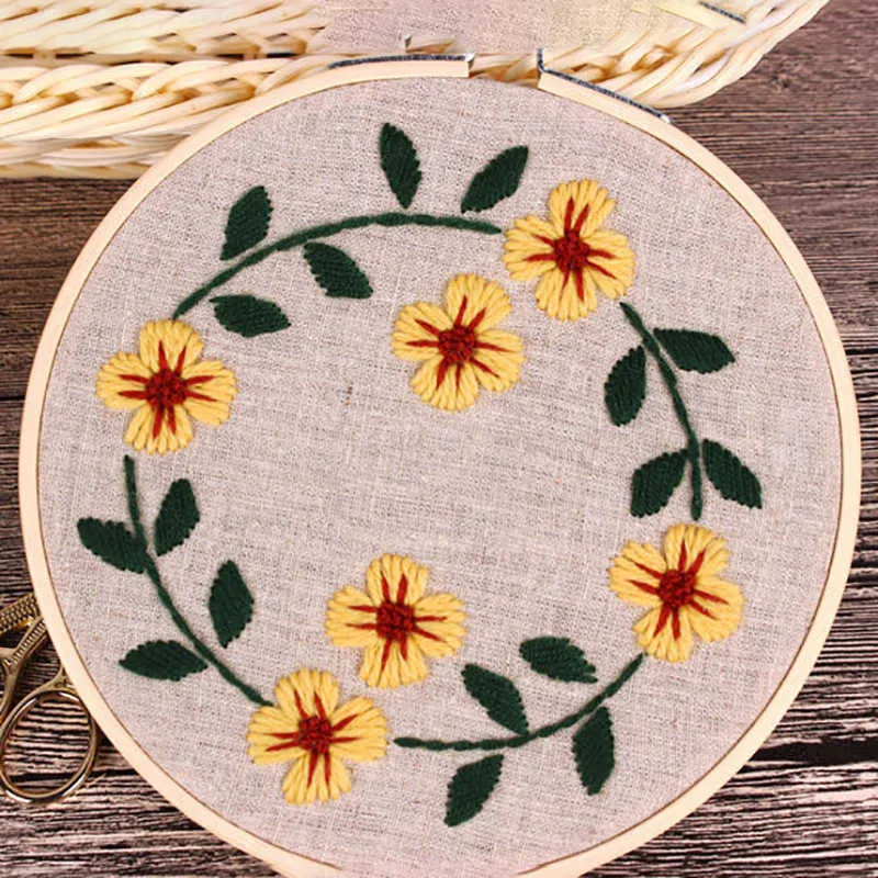 Daisy Embroidery Handcraft Needlework Cross Stitch Kit Cotton Painting DIY