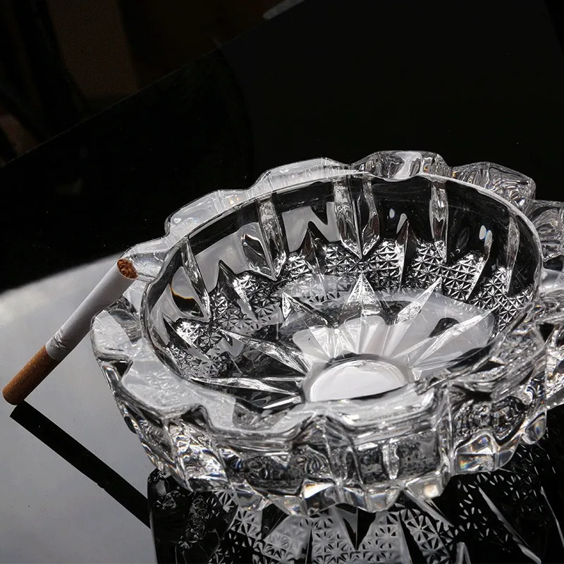 Large Ashtray Office Living Room Household Glass Crystal Ashtrays High-grade Smoke Ash Tray Fly Trend Creative Personality