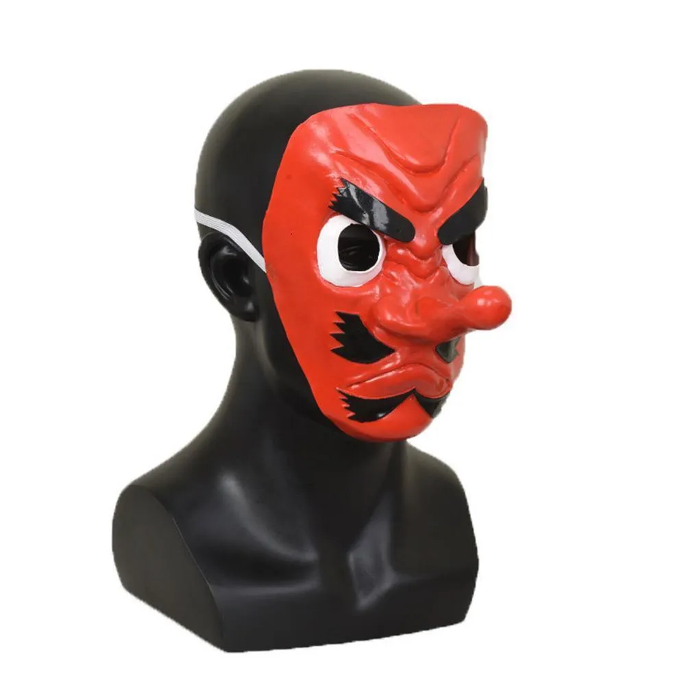 Party Maskers Anime Demon Slayer Kimetsu Geen Yaiba Urokodaki Sakonji Latex Cosplay Masker Hoofddeksels Hannya Tengu Halloween Props 230630