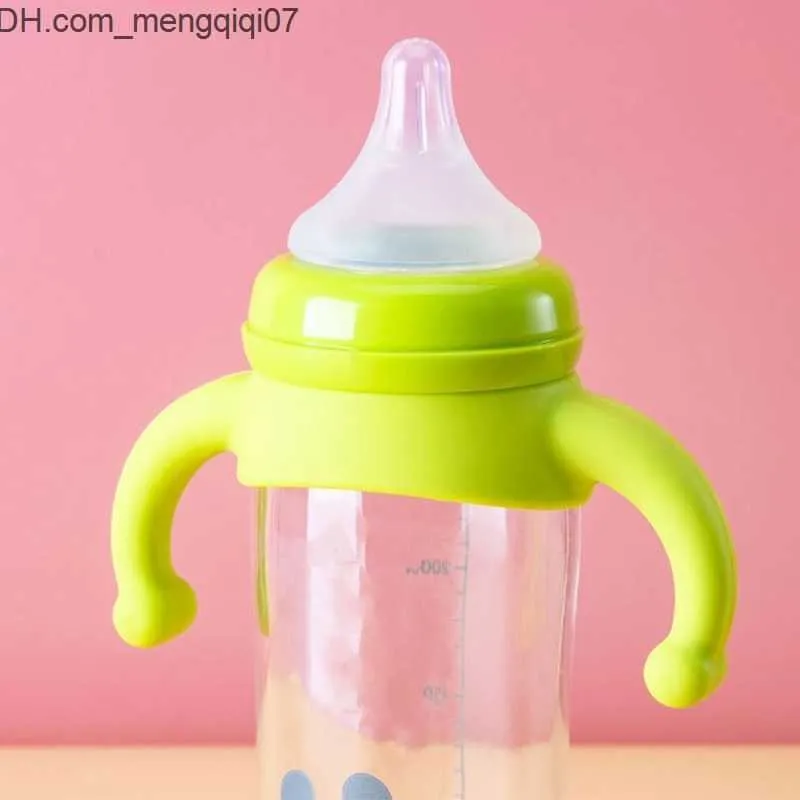 Baby Bottle Handles - 2-Pack Silicone Grips For Sippy Cups & Bottles, 2.95x2.76 Inches, Heat Insulation & Easy To Clean (White, Orange, Violet)