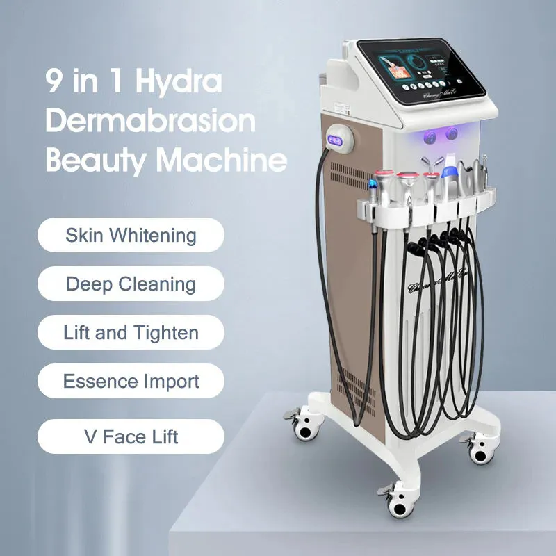 2023 Multifunzione 9 in 1 attrezzatura per la bellezza dell'ossigeno dell'acqua idroelettrica per la cura della pelle del viso Attrezzatura per salone di bellezza