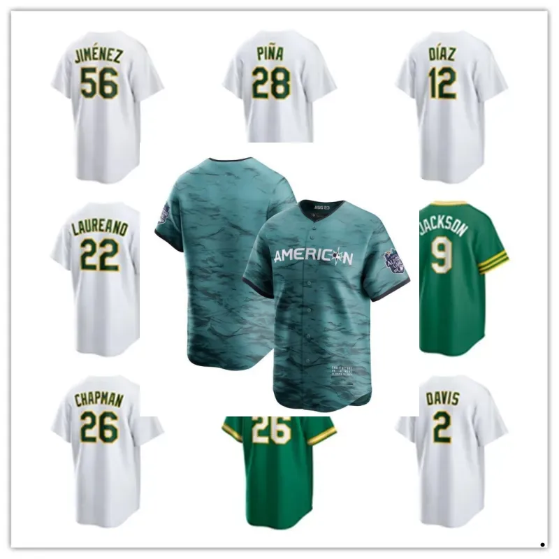 2023 All-Star City Men Women Youth 9 Reggie Jackson 26 Matt Chapman 2 Khris Davis 24 Rickey Henderson Baseball Jersey