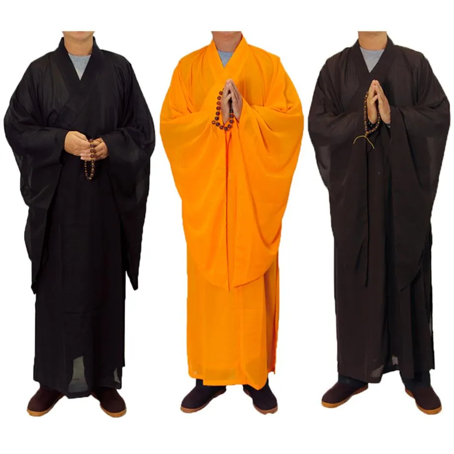 3色禅仏教ローブレイモンク瞑想ガウンモンクトレーニングユニフォームスーツレイ仏教服セット305d