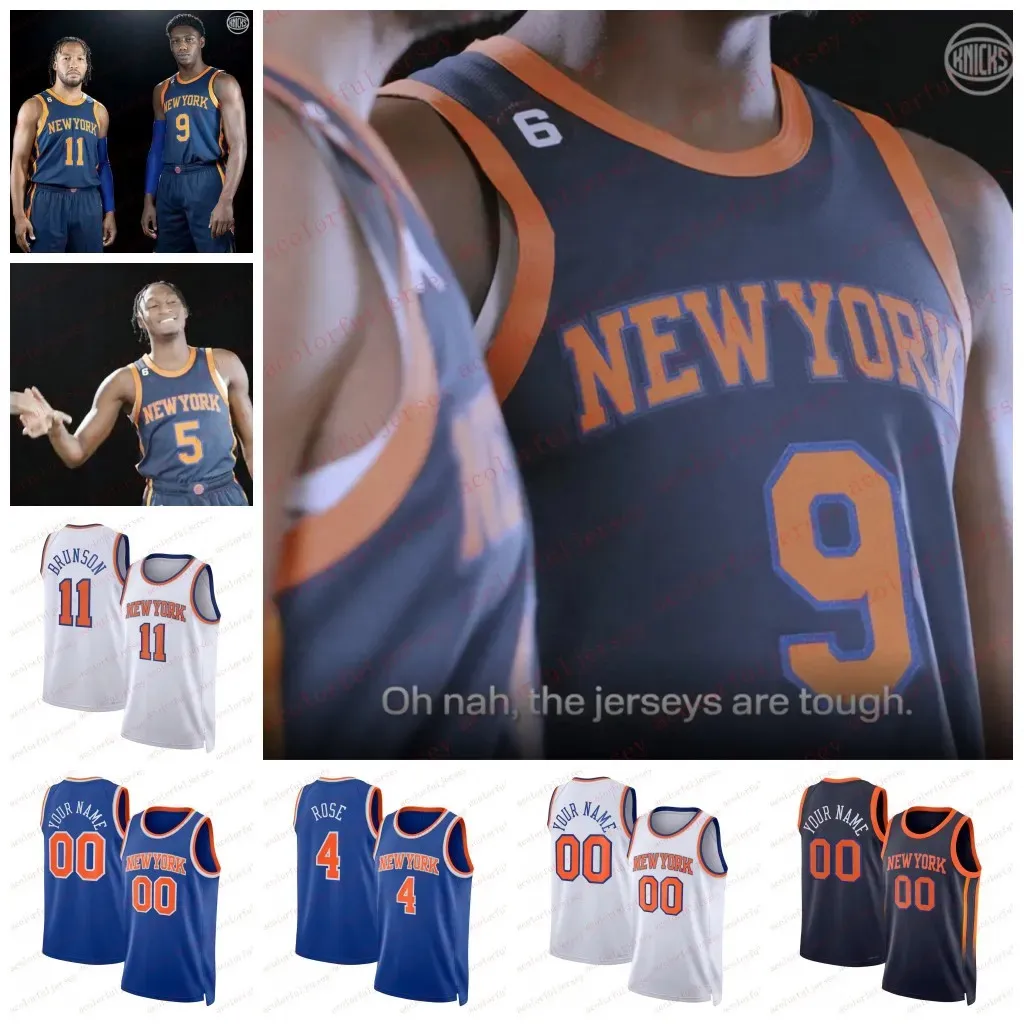 CUSTOM NY 11 Jalen Brunson Knick 2023 Basketball Jersey Julius Randle Evan Fournier 23 Robinson Derrick Rose RJ Barrett Isaiah Hartenstein C