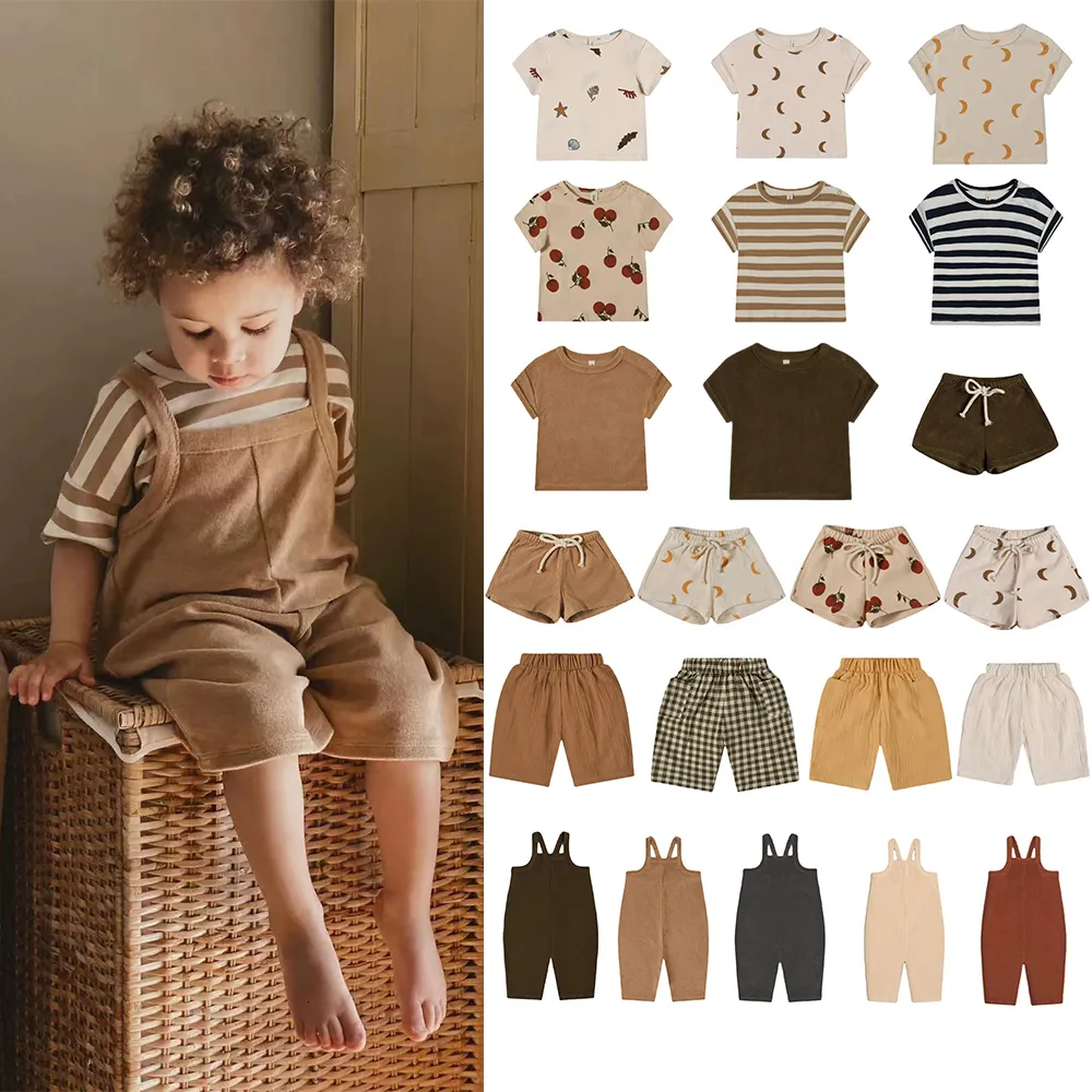 Kleding Sets Kids Set 23 Zomer OZ Dezelfde Stijl Korte Mouw T-shirt Shorts Baby Meisje Jongen Acht Punt Bretels 230630