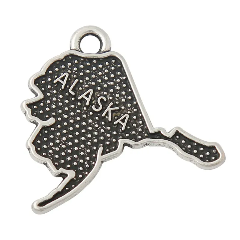 Wholesale Zinc Alloy Alaska American State Of Map Charms 19*21mm 50pcs AAC049