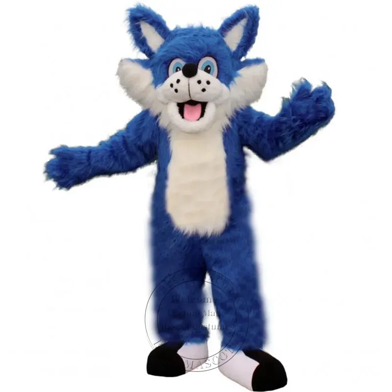Nova fantasia de mascote de lobo azul para adulto, roupa de performance de carnaval, anime, adereços de corpo inteiro