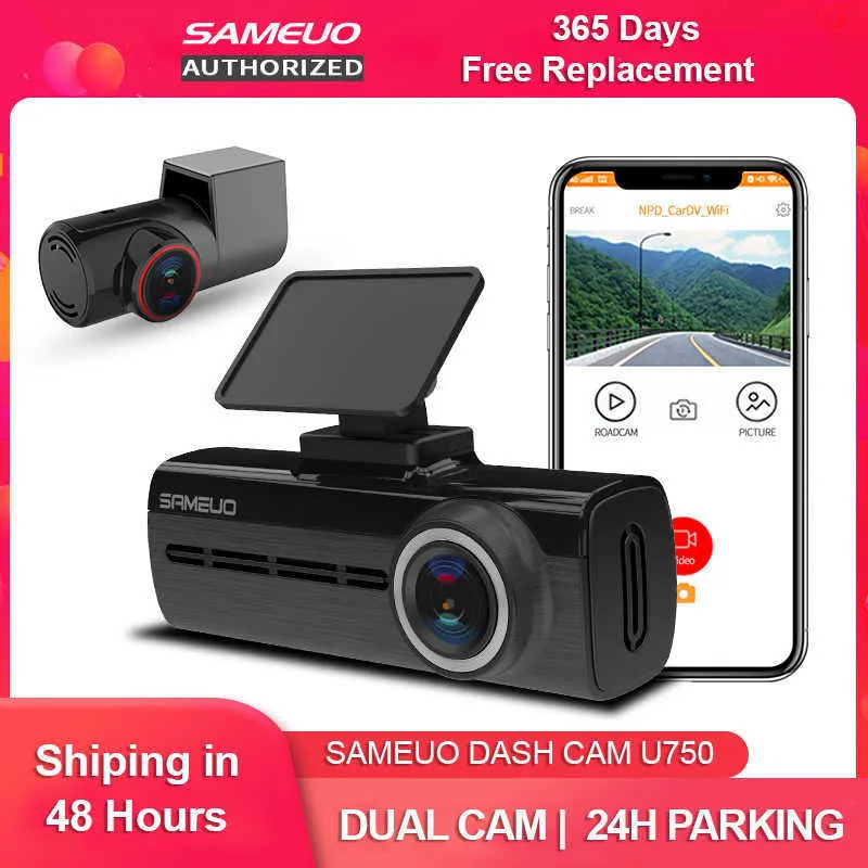 자동차 DVR Sameuo DVR 대시 캠 전면 및 비디오 녹음기 나이트 비전 자동 WiFi 앱 리어 뷰 24H 주차 GPS 대시 CAMERAHKD230701